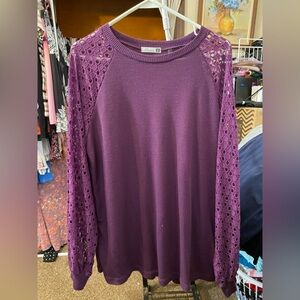 Dorose Purple Lace Sleeve Topsize XL